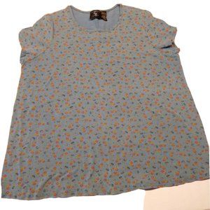 New Additions Women's Short Sleeve Maternity Top Blue With Flowers Size XL